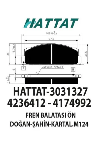 TOFAŞ DOĞAN ŞAHİN KARTAL ÖN FREN BALATASI 4236412 4174992 *NS* - Resim 2