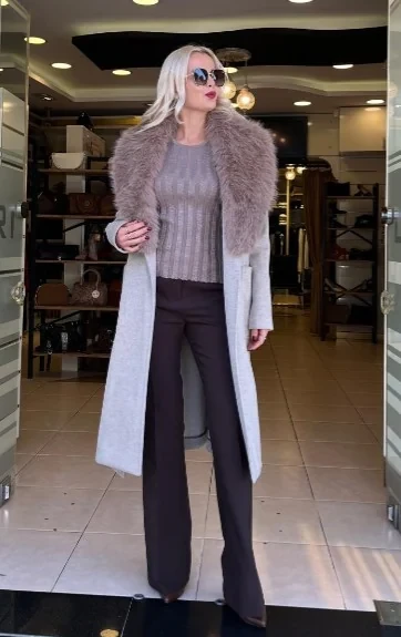 Ekol Yakası Kürklü Torba Cepli Kaban ürün görseli 1