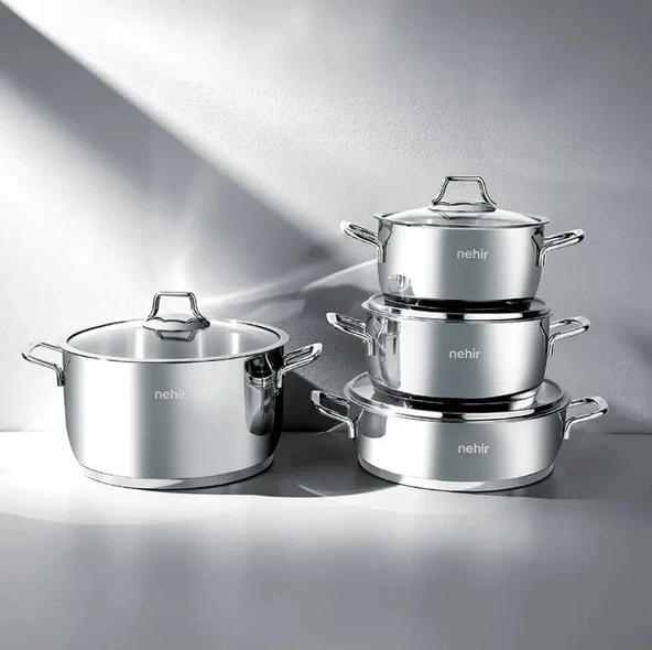 Nehir Silver Klasik 8 Parça Çelik Tencere Seti ürün görseli