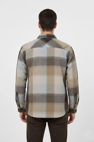 Erkek ekose Silim Fit Oduncu Gömlek Çift Cepli 9971 BGL-ST04920 - Resim 4