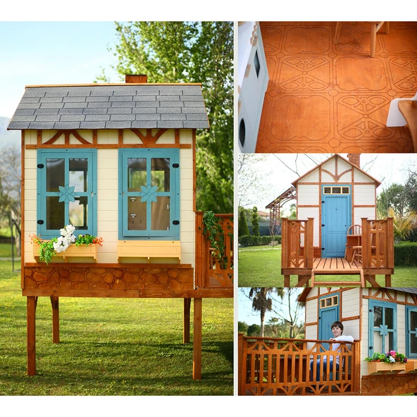 MANDU Ahşap Yerden Yüksek Ağaç Oyun Evi - Resim 7