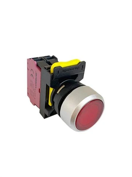 Jameson Yaylı Işıklı Buton Kırmızı 220V ( 5 ADET ) ürün görseli 1