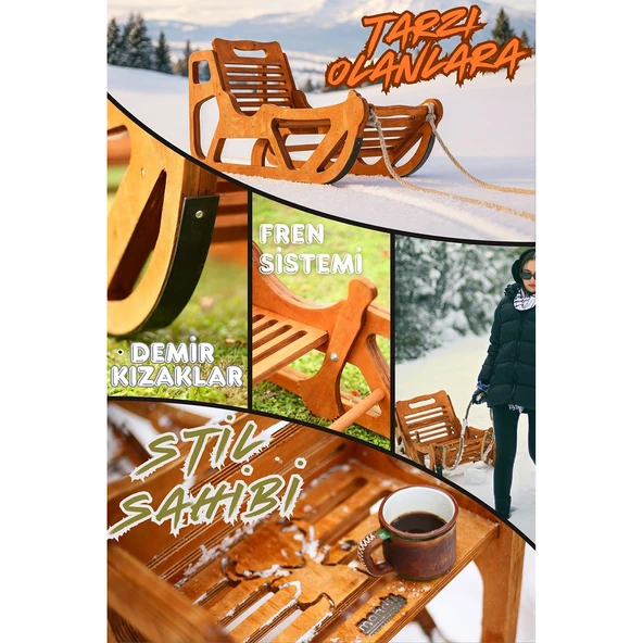 MANDU Ahşap Kar Kızağı - Resim 4