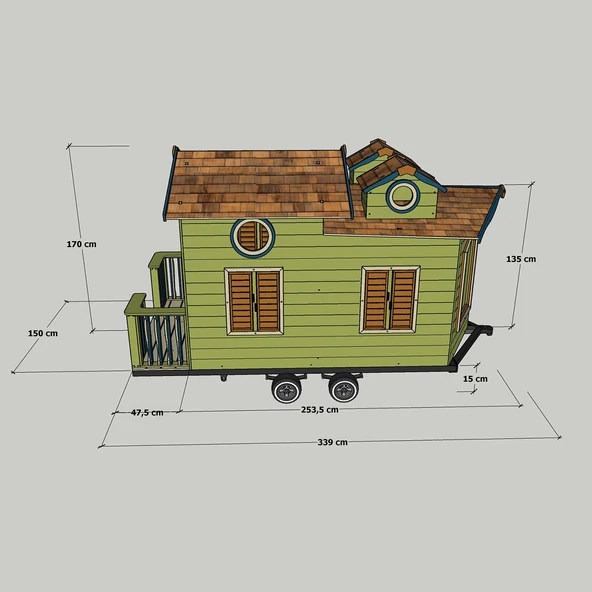 MANDU Ahşap Çocuk Tinyhouse Oyun Evi - Resim 7