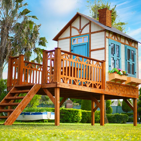 MANDU Ahşap Yerden Yüksek Ağaç Oyun Evi - Resim 2
