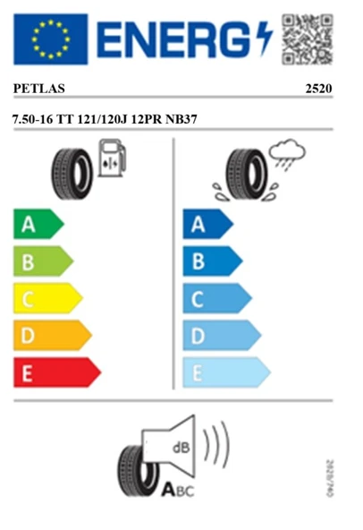 Petlas 7.50-16 TT 121/120J 12PR NB37 Çeker Kamyonet Lastiği (Üretim Tarihi:2025) - Resim 2