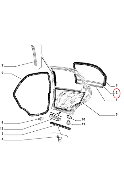 Sol Arka Kapı Cam Dış Sıyırıcı Fitil Palio Siena Albea 46406093 Uyumlu - Resim 2