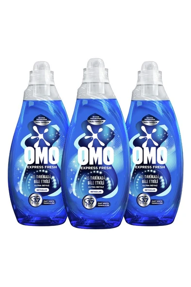 Omo Express Fresh Ultra Beyaz Sıvı Çamaşır Deterjanı 1480 ml X3 - Resim 2