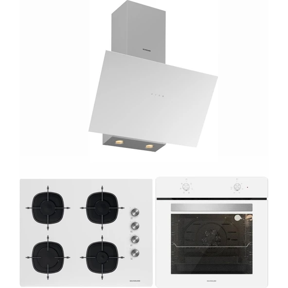 Silverline Beyaz Cam Ankastre SET(3481 FLAM-CS5700E7W01 65 M Ocak -BO6501W01) ürün görseli 1