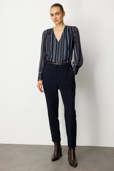 Ekol Beli Kemerli Dar Paça Pantolon - Resim 6