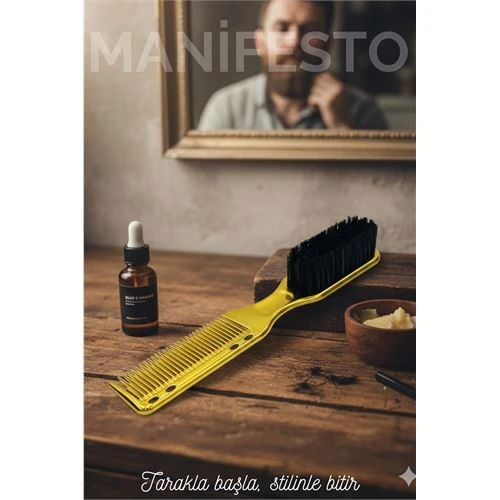 Gold Sakal Bıyık Tarama Fırçası  Sakal Bıyık Tarama Fırçası Çift Taraflı Sakal Tarak ve Fırça – Şekillendirici, AntiStatik ürün görseli