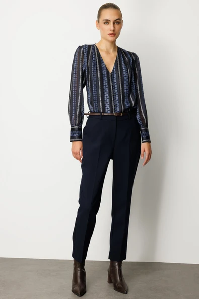 Ekol Beli Kemerli Dar Paça Pantolon - Resim 7