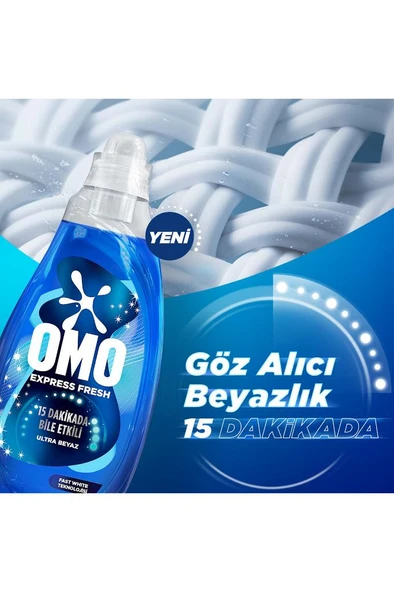 Omo Express Fresh Ultra Beyaz Sıvı Çamaşır Deterjanı 1480 ml X3 - Resim 3