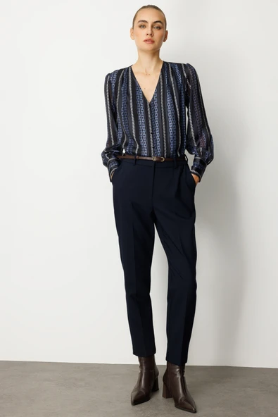 Ekol Beli Kemerli Dar Paça Pantolon - Resim 8