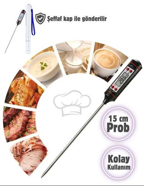 Siyah Renk Dijital Gıda Yemek Termometresi Yemek Isı Ölçer ürün görseli