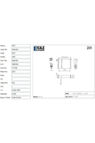 7753630 Kalorıfer Radyatoru Musluklu ( Fıat : Uno ) ürün görseli 1