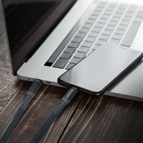 Polosmart PBS411 65W Type-C to Type-C Hızlı Şarj ve Data Kablosu Notebook ve Macbook Uyumlu 1.2M Gri - Resim 2