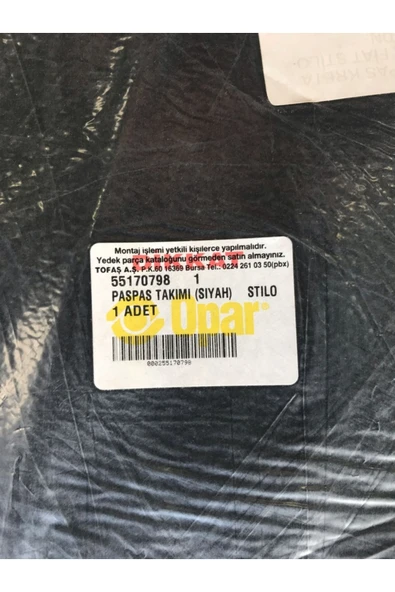 FİAT STİLO HALI PASPAS SİYAH 55170798 ürün görseli 1