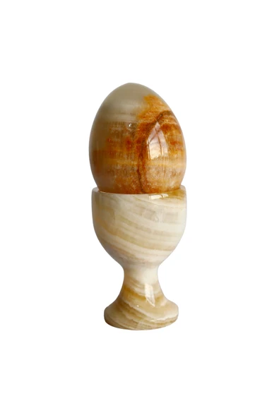 taru pasaj Bal Oniks Doğal Taş Yumurta ve Kadeh Seti – El Yapımı, Dekoratif Feng Shui Biblo, - Resim 3