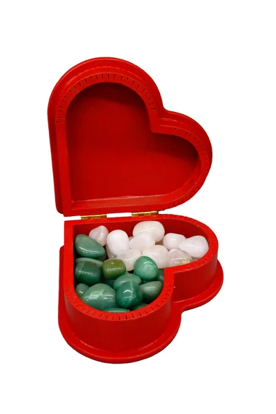 taru pasaj Kırmızı Ahşap Kalp Kutu İçinde Doğal Değerli Taşlar - Anlamlı ve Şık Hediye Seçeneği - Resim 2