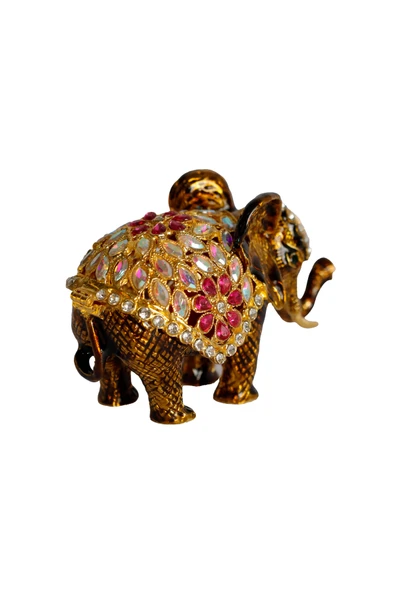 taru pasaj Kristal Taşlı Metal Fil Biblo – 12x7 cm – El Yapımı Dekoratif Süs Eşyası – Şans ve Bereket Sembolü - Resim 3