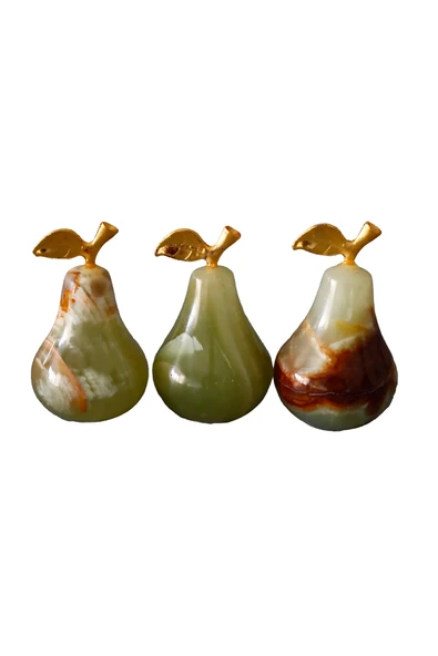 taru pasaj Doğal Oniks Taş Armut Seti – 1,5 inç Dekoratif El Yapımı Biblo ürün görseli