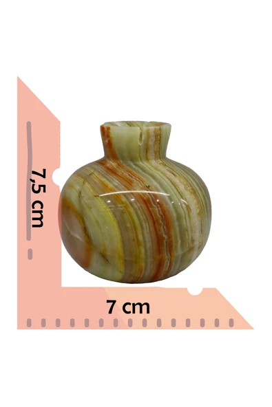 taru pasaj Oniks Taşından El Yapımı Nar Biblo - Ev ve Ofis Dekorasyonu (7,5x7 cm) - 4
