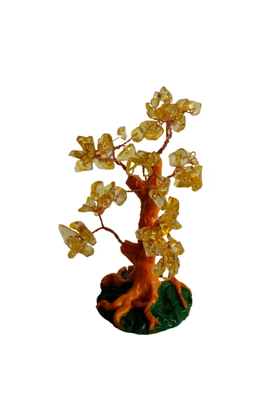 taru pasaj Doğal Sitrin Taşlı Hayat Ağacı - El Yapımı Bereket ve Şifa Dekoru (16x14 cm) - Resim 4