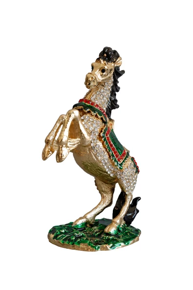 taru pasaj Kristal Taş İşlemeli Dekoratif At Figürlü Metal Mücevher Kutusu ürün görseli