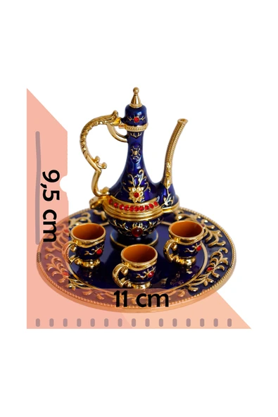 taru pasaj Renkli Metal Biblolar - Renk Seçenekli Dekoratif Mini Çay Takımı - Resim 5