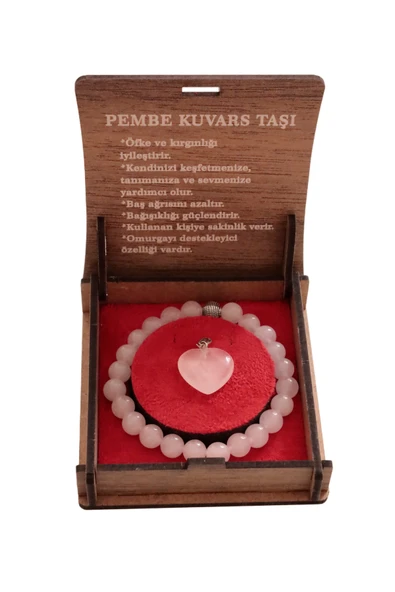 taru pasaj Pembe Kuvars Bileklik ve Kolye Seti – Aşkın ve Pozitif Enerjinin Simgesi