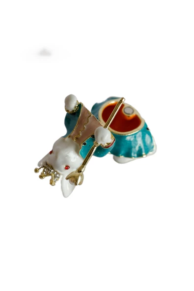 taru pasaj Dekoratif Kral Tavşan Biblo, Kristal Taşlı Metal, 7 cm, 4.5 cm, Hediye Kutulu - 6