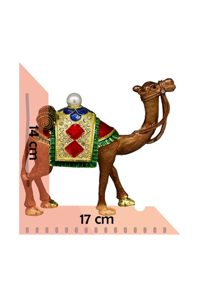 taru pasaj Metal Kristal Taş İşlemeli Dekoratif Deve Biblosu - Şık ve Benzersiz Tasarım - 4