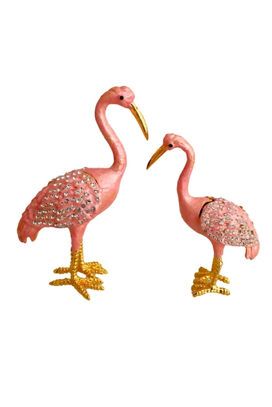 taru pasaj "Kristal Taş İşlemeli Metal Flamingo Ailesi - Şık ve Dekoratif Ürün" - Resim 6