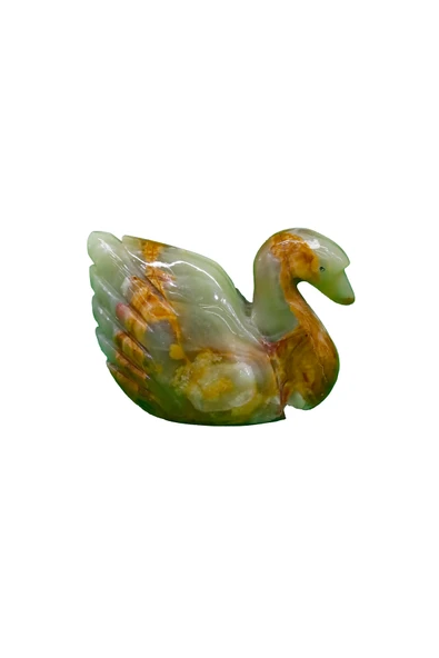 taru pasaj Doğal Oniks Taş Kuğu Figürü - Dekoratif El Yapımı Biblo - Resim 3