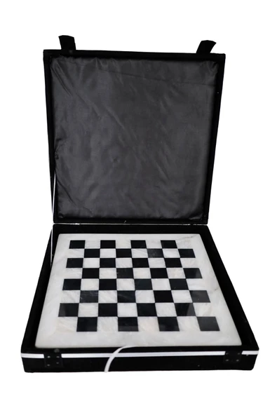 taru pasaj "El Yapımı Oniks Doğal Taş Satranç Takımı - Siyah Beyaz Şık Tasarım, Özel Hediye Kutulu - Resim 6