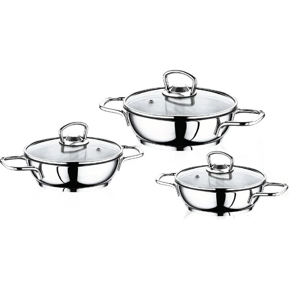 Safinox Eco 6 Parça Tel Kulplu Çelik Omlet Sahan Seti 14-16-18 cm ürün görseli
