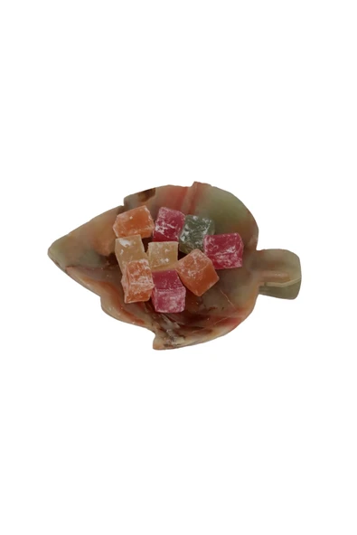 taru pasaj "Doğal Oniks Taşından Çınar Yaprağı Lokumluk - Şık Kahve Yanı Sunumu" ürün görseli