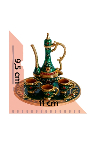 taru pasaj Renkli Metal Biblolar - Renk Seçenekli Dekoratif Mini Çay Takımı - Resim 4