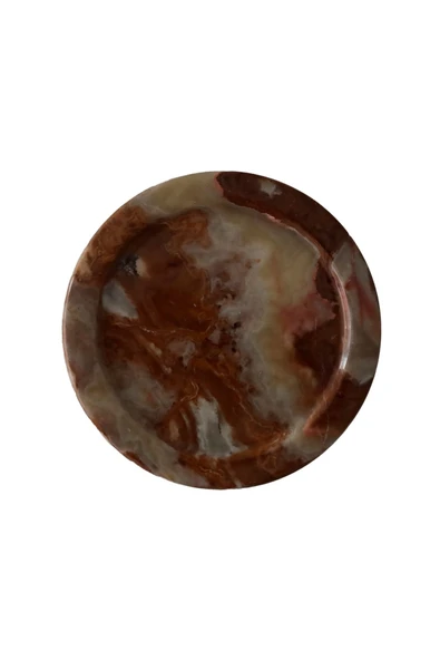 taru pasaj "El Yapımı Doğal Oniks Taşı Düz Tabak - 15 cm Şık Dekoratif Parça" - Resim 4