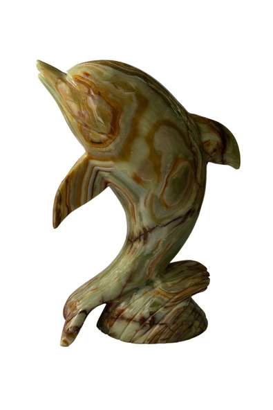 taru pasaj El Yapımı Oniks Taşından 2'li Yunus Heykeli - Deniz Esintisi ile Ev Dekorasyonu - Resim 3