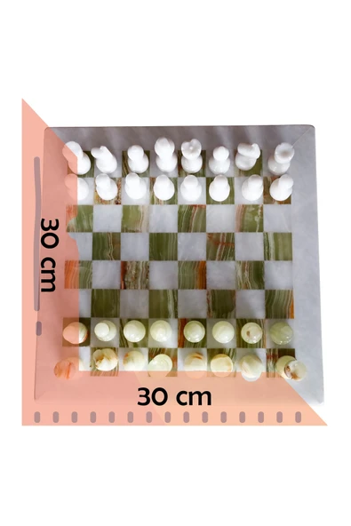 taru pasaj Yeşil Beyaz Oniks Satranç Takımı – Şıklığın ve Zarafetin Buluştuğu Tasarım - Resim 2