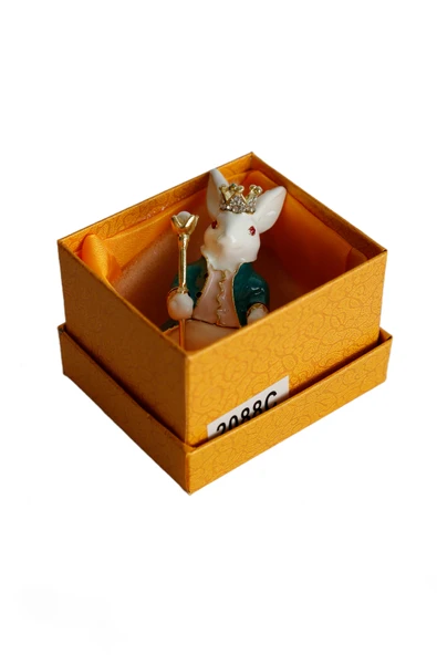 taru pasaj Dekoratif Kral Tavşan Biblo, Kristal Taşlı Metal, 7 cm, 4.5 cm, Hediye Kutulu - 7