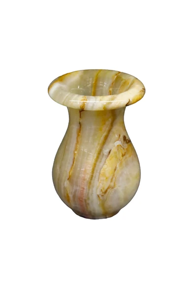 taru pasaj Doğal Oniks Taş Lale Vazo – Şık ve Dekoratif El İşçiliği - Resim 3