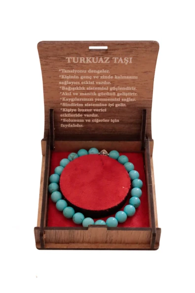taru pasaj Turkuaz Doğal Taş 8 mm Bileklik - Şıklık ve Enerji Dolu Aksesuar ürün görseli