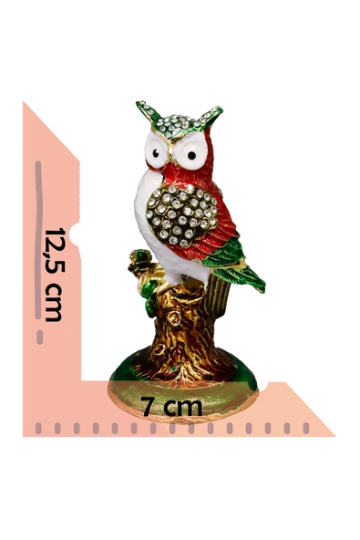 taru pasaj Kristal Taşlı Metal Baykuş Dekoratif Aksesuar - Şık ve Zarif Dekorasyon Ürünü - Resim 5