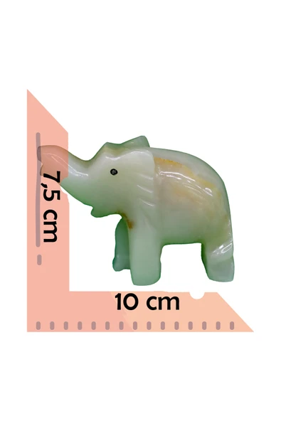 taru pasaj Doğal Oniks Taş El Yapımı Fil Figürü – Bereket ve Şans Getiren Dekoratif Obje - Resim 2