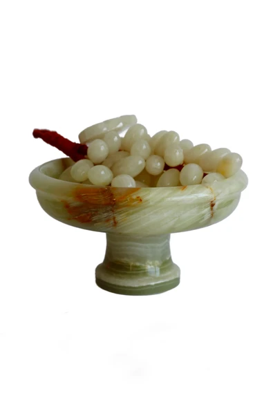taru pasaj Oniks Doğal Taş Üzüm Seti 6’’ Ayaklı Çanak ile 50 Taneli Üzüm. El Yapımı, Feng Shui Dekor - 2