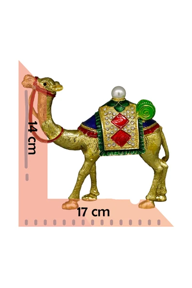 taru pasaj Metal Kristal Taş İşlemeli Dekoratif Deve Biblosu - Şık ve Benzersiz Tasarım - Resim 3