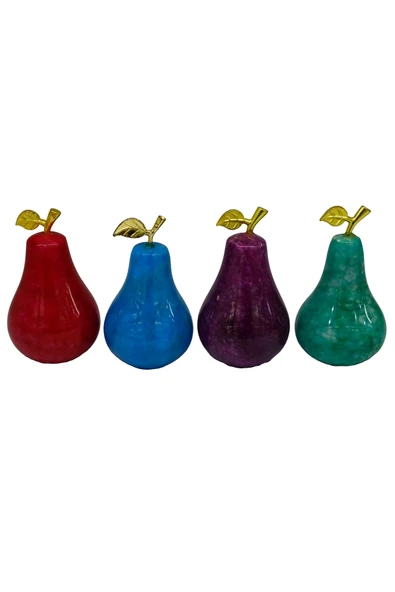 taru pasaj Renkli Dekoratif Armut Figürleri – Taş Tasarım 4'lü Set - Resim 2